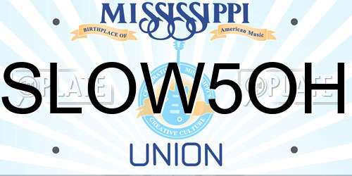 SLOW5OH Mississippi License Plate