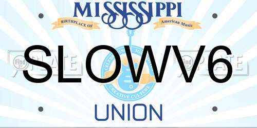 SLOWV6 Mississippi License Plate