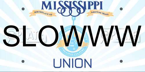 SLOWWW Mississippi License Plate