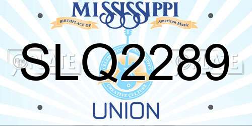 SLQ2289 Mississippi License Plate