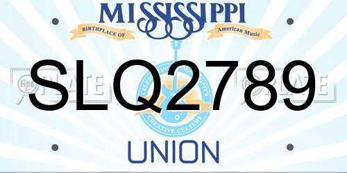 SLQ2789 Mississippi License Plate