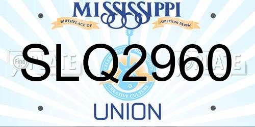 SLQ2960 Mississippi License Plate