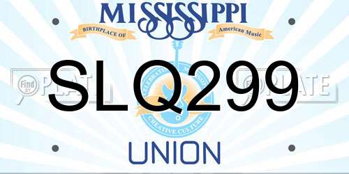 SLQ299 Mississippi License Plate