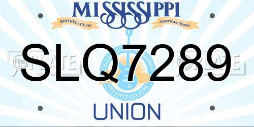 SLQ7289 Mississippi License Plate