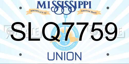 SLQ7759 Mississippi License Plate