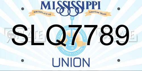 SLQ7789 Mississippi License Plate