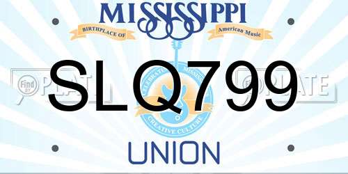 SLQ799 Mississippi License Plate