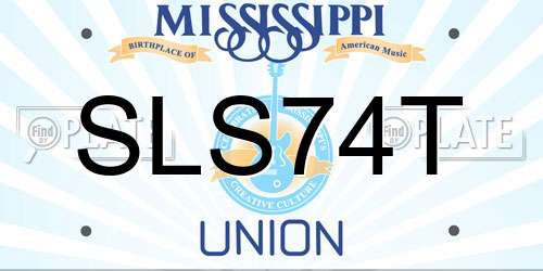 SLS74T Mississippi License Plate