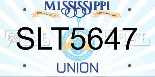 SLT5647 Mississippi License Plate