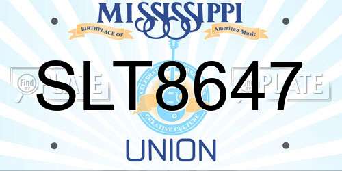 SLT8647 Mississippi License Plate
