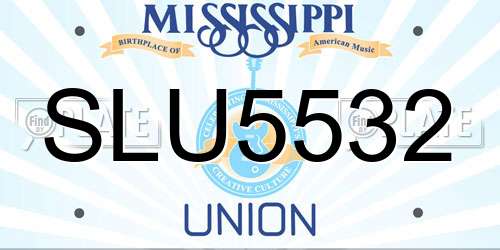 SLU5532 Mississippi License Plate