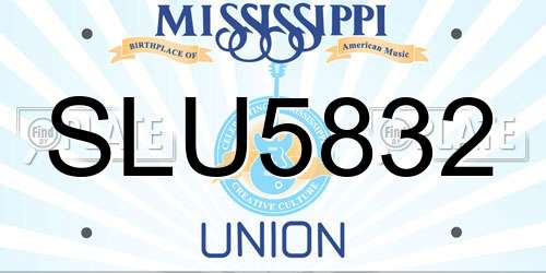 SLU5832 Mississippi License Plate