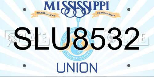 SLU8532 Mississippi License Plate