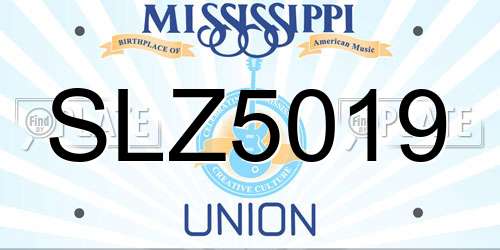SLZ5019 Mississippi License Plate