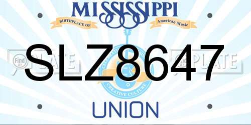 SLZ8647 Mississippi License Plate