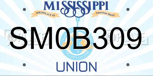 SM0B309 Mississippi License Plate
