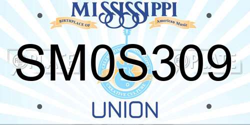 SM0S309 Mississippi License Plate
