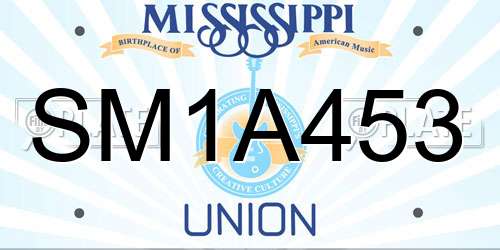 SM1A453 Mississippi License Plate