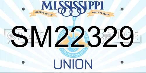 SM22329 Mississippi License Plate