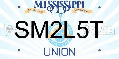 SM2L5T Mississippi License Plate