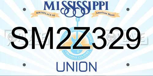 SM2Z329 Mississippi License Plate
