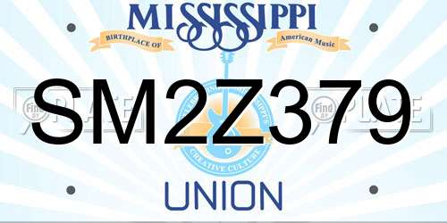 SM2Z379 Mississippi License Plate