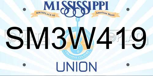 SM3W419 Mississippi License Plate
