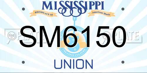 SM6150 Mississippi License Plate