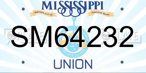SM64232 Mississippi License Plate