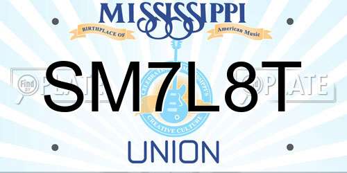 SM7L8T Mississippi License Plate