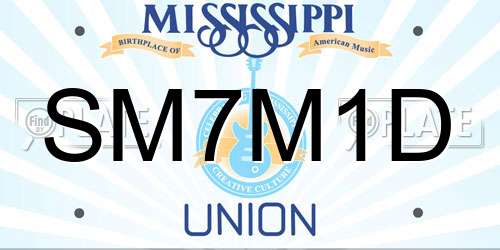 SM7M1D Mississippi License Plate