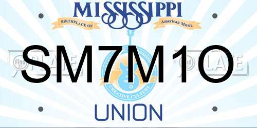 SM7M1O Mississippi License Plate
