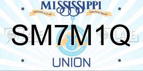 SM7M1Q Mississippi License Plate