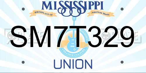 SM7T329 Mississippi License Plate