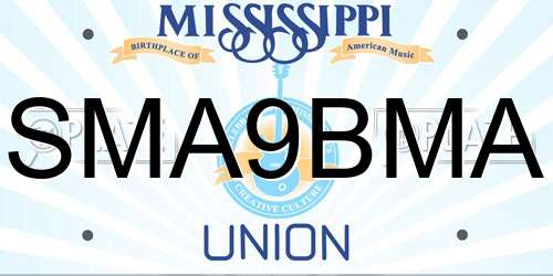 SMA9BMA Mississippi License Plate
