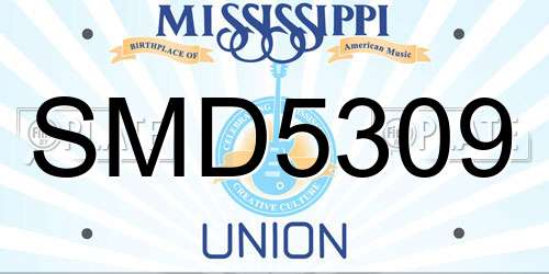 SMD5309 Mississippi License Plate