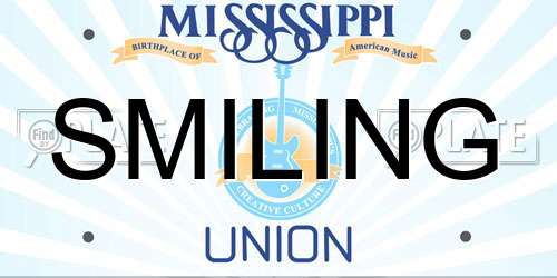SMILING Mississippi License Plate