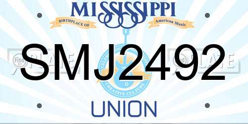 SMJ2492 Mississippi License Plate