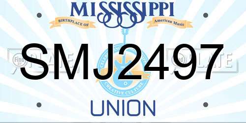 SMJ2497 Mississippi License Plate