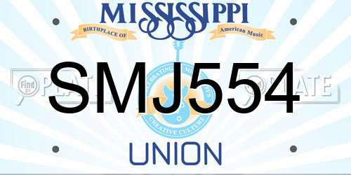 SMJ554 Mississippi License Plate