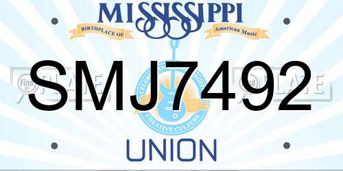 SMJ7492 Mississippi License Plate