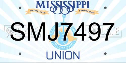 SMJ7497 Mississippi License Plate