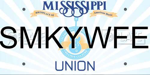 SMKYWFE Mississippi License Plate