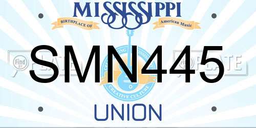 SMN445 Mississippi License Plate