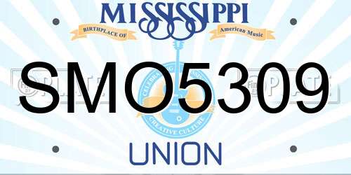 SMO5309 Mississippi License Plate