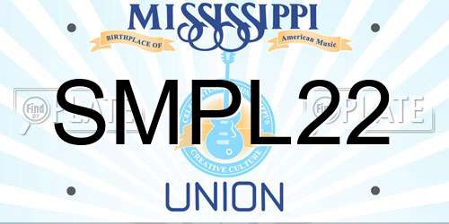 SMPL22 Mississippi License Plate