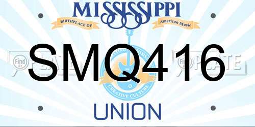 SMQ416 Mississippi License Plate
