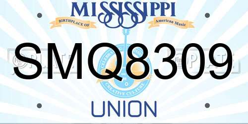 SMQ8309 Mississippi License Plate