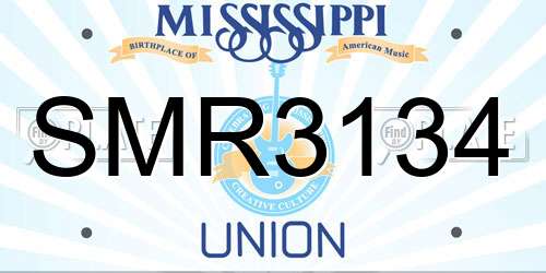 SMR3134 Mississippi License Plate