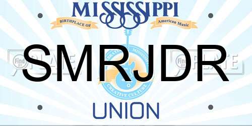 SMRJDR Mississippi License Plate